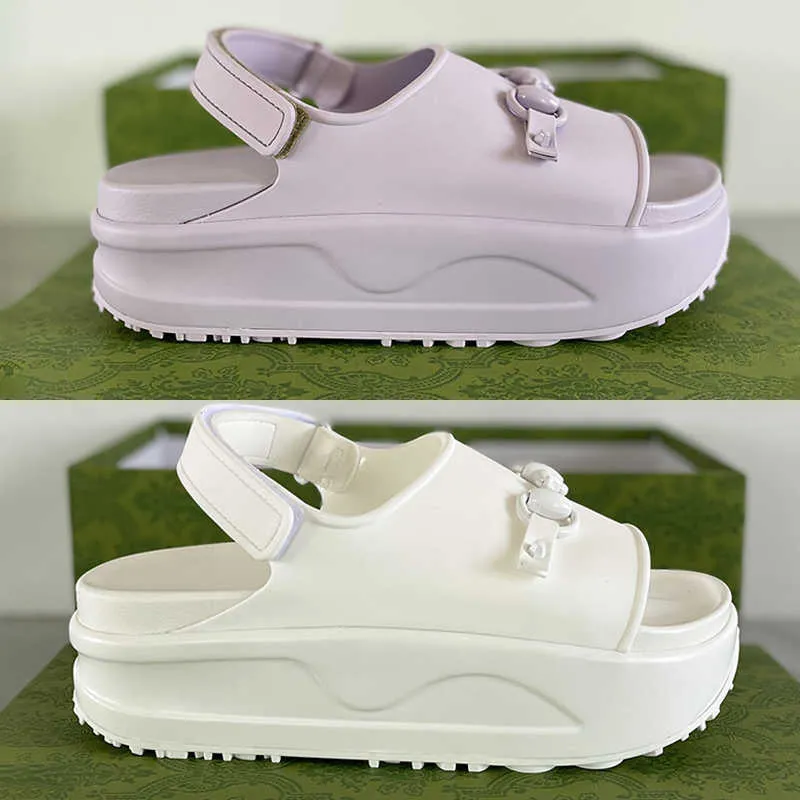 New Style Slippers Sandal Sliders Macaron Thick Bottom Non-slip Soft Fashion Slipper Women Wear Beach Flip-flops Beach Sandels With Box NO448