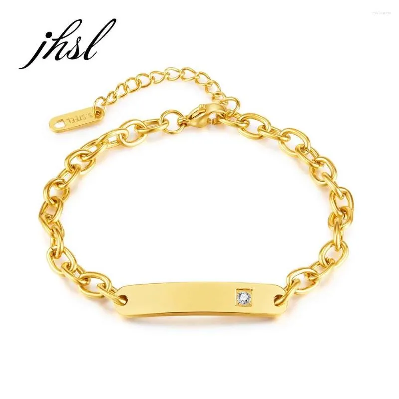 Charm Bracelets JHSL Trendy Aço Inoxidável Namorada Presente Feminino Mulher Declaração ID Ouro Prata Cor Moda Jóias Chegada