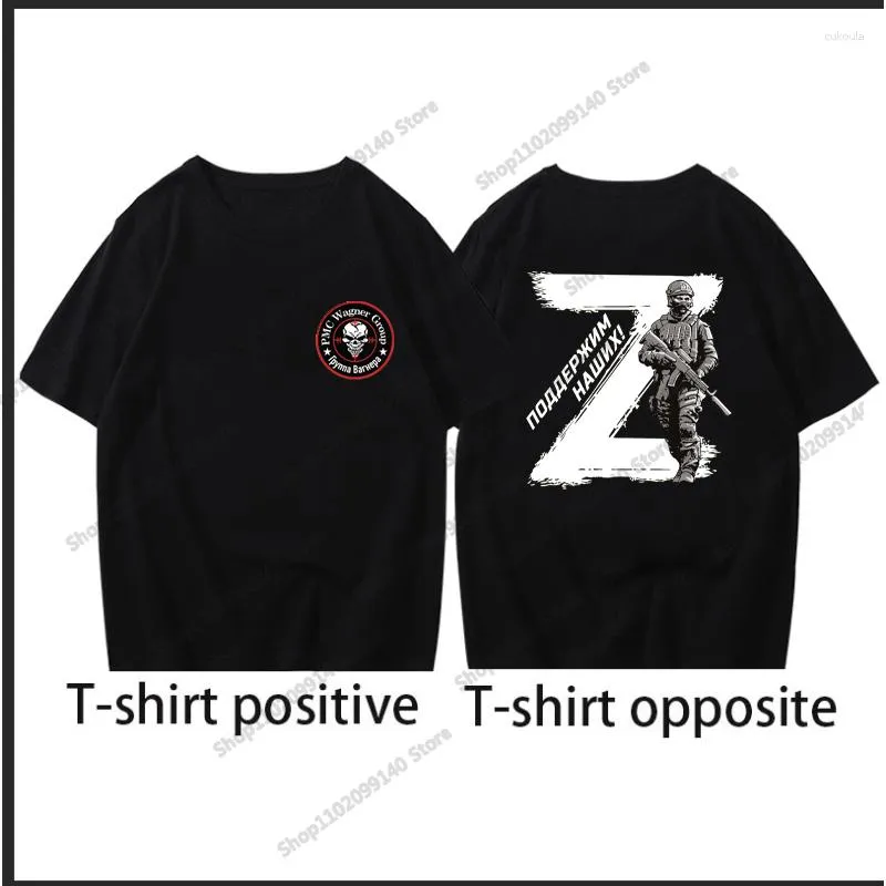 Camisetas Masculinas PMC Wagner T-shirt Militares Russos Equipe de Operações Especiais Guerreiro Clássico Z Logo O Neck Manga Curta