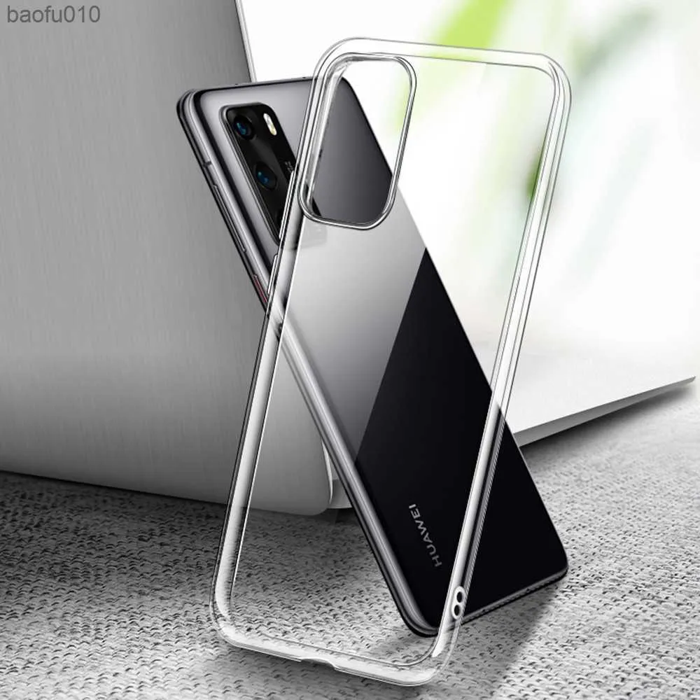 Silikon Clear Case för Huawei P20 P30 P40 Lite Mate 20 30 Pro Honor 10 20 20S 10I MOBILTELEFON Back Cover Soft stockproof Shell L230619