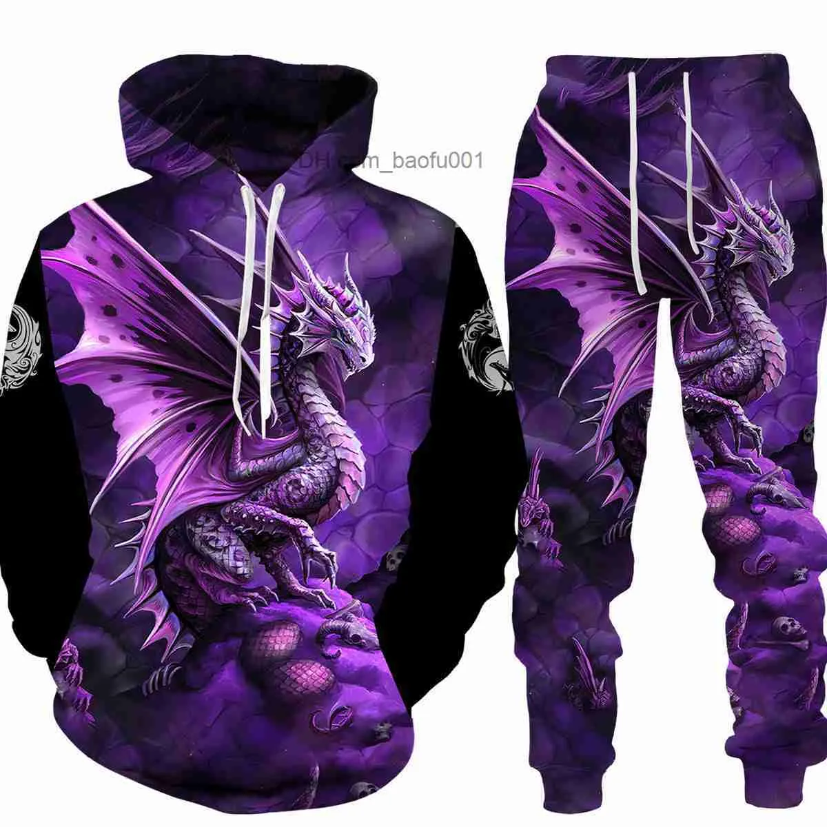 Dragon Print Printed Tracksuit Mens Set Autumn/Winter