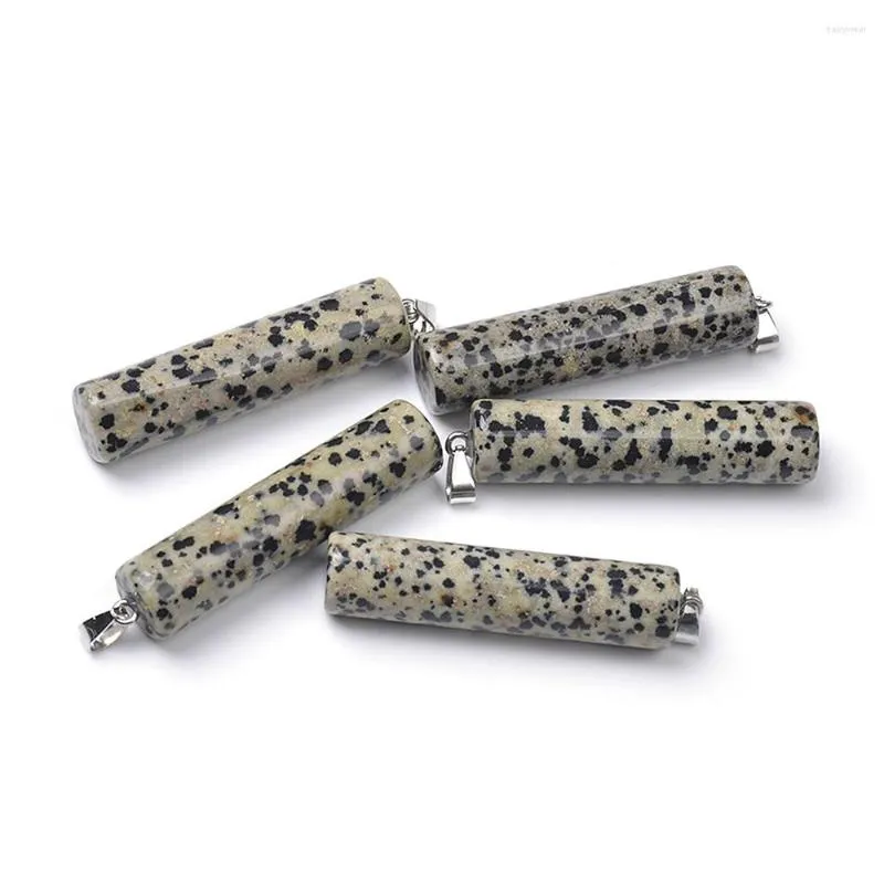 Pendant Necklaces 5pcs/Lot Column Shape Labradorite Dalmatian Jasper Howlite Unakite Natural Stone For Necklace