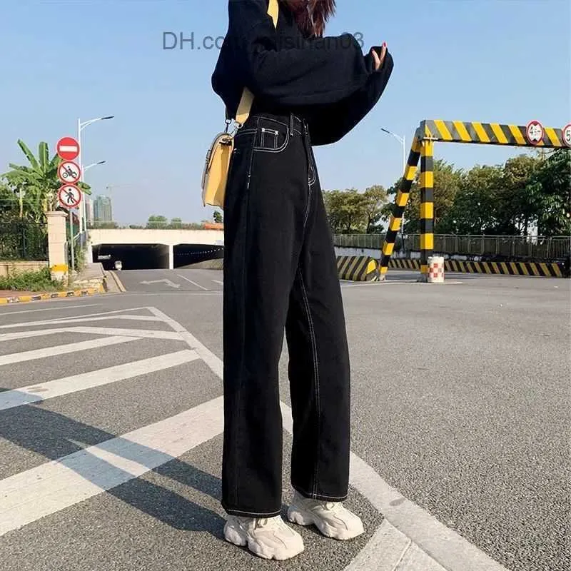 Women's Jeans Women's Lace S-5XL Vintage Wide Leg Full Matching Edition Harajuku High Waist Men's Unique Ulzan Female Student Street Clothing Z230717