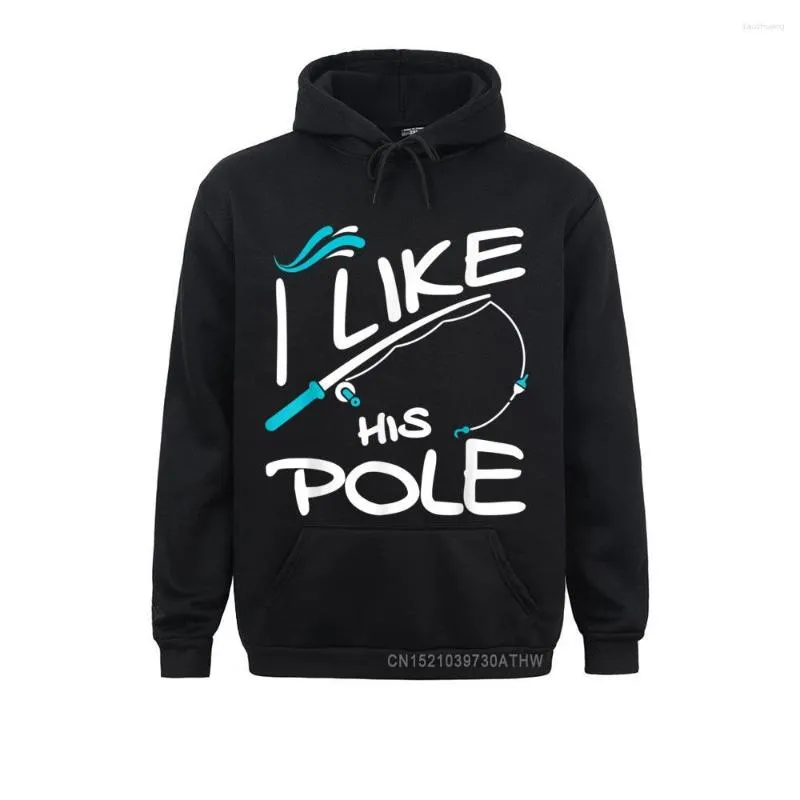 Moletons Masculinos I Like His Pole Casal Engraçado Combinando Fishin Tops com Capuz Moletons Masculinos Design de Inverno Manga Longa Capuz Justo