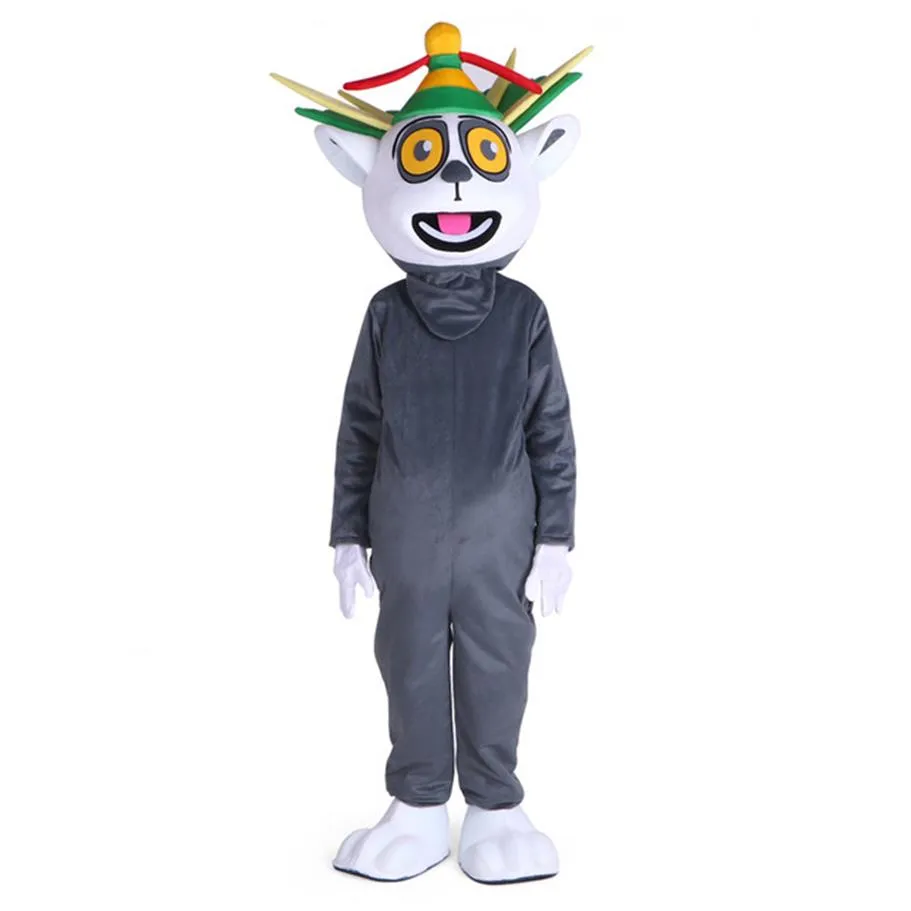 Traje da mascote do rei de halloween madagascar desenho animado de alta qualidade lemuróide lemuróide personagem de anime carnaval de natal fantasia3090