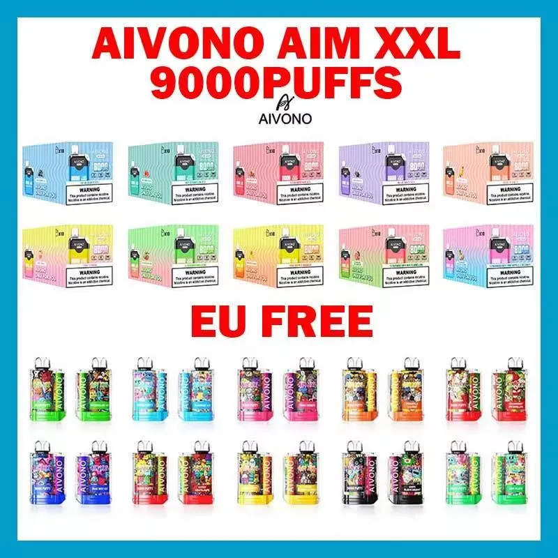 AIVONO AIM XXL 9000 Jetable Vape Pen E Cigarette Dispositif Avec 650 mAh Batterie 19 ml Pod Pré-remplie Catridge rechargeable boîte UE GRATUIT