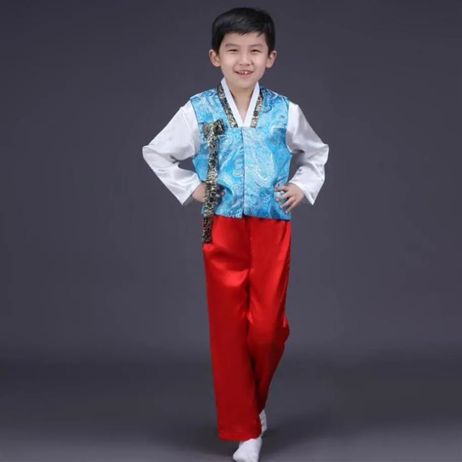 Etnisk minoritetsdansdräkt Herrarna Hanbok Korean Performance Clothes Children Traditionella klädpojkar SL3765296P