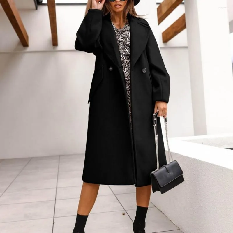 Kadın Ceketler Uzun Ceket Kadınlar Düz Renk Çift Kesin Kelime Paltalı Palto Sonbahar Kışla çıkma