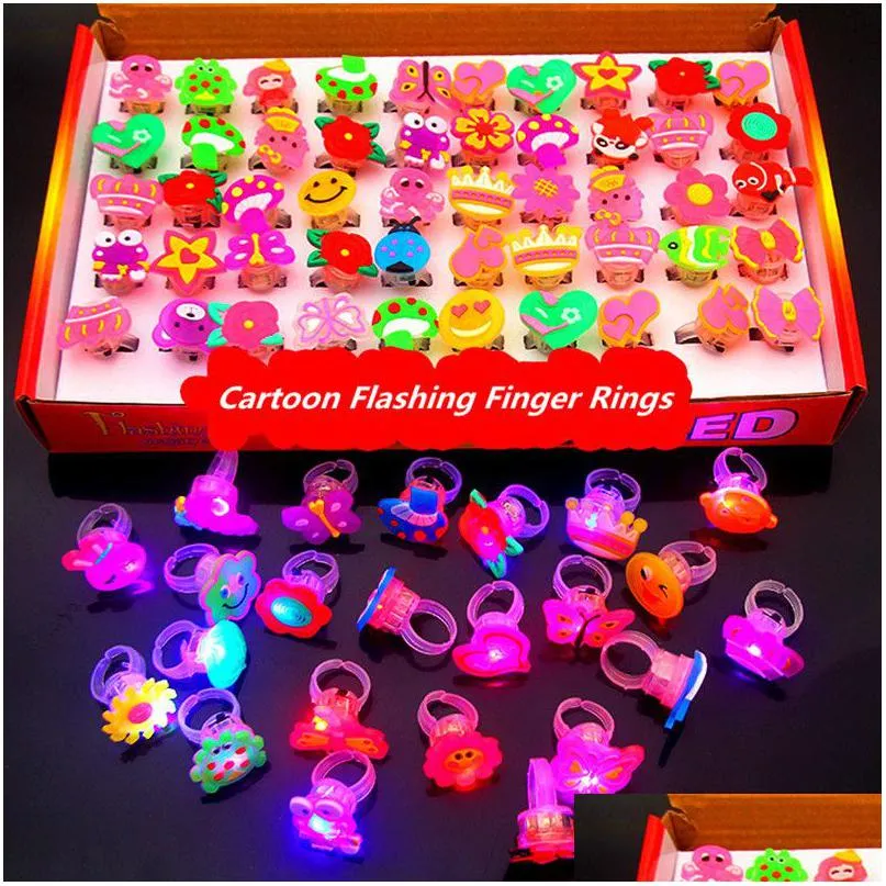 LED RAVE TOY 50PCS /PACK CARTOON FIGENS RING SILE GLOWING RINGS FRISKING LIGHT UP UP UP UP INVEST PARTY BIRTHDAY 230710ドロップ配信DHMGR