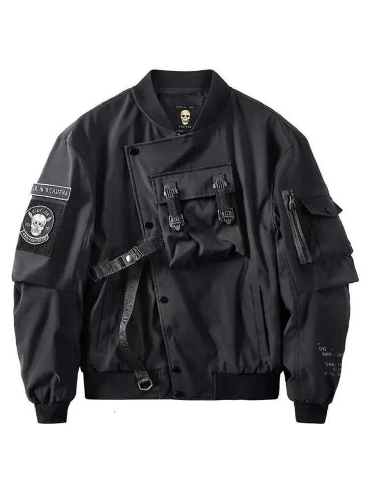 Mannen Jassen God Of Death Bomberjack Borstzak Techwear Mannen Punk Hip Hop Tactische Streetwear Zwart Varsity Jassen Oversized MA1 Jassen 230713