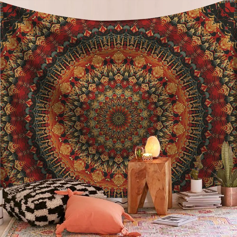 Tapestries Colorful Mandala Carpet Tapestry Wall Hanging Boho Decor Psychedelic Tapiz Hippie Home Bedroom Bohemian Curtains Yoga 230714