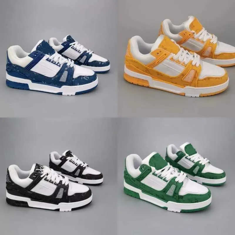 2023 Chaussures de sport de luxe Designer Embossed Trainer Sneaker triple blanc rose bleu ciel Abloh noir vert jaune denim faible Virgil baskets pour hommes femmes formateurs