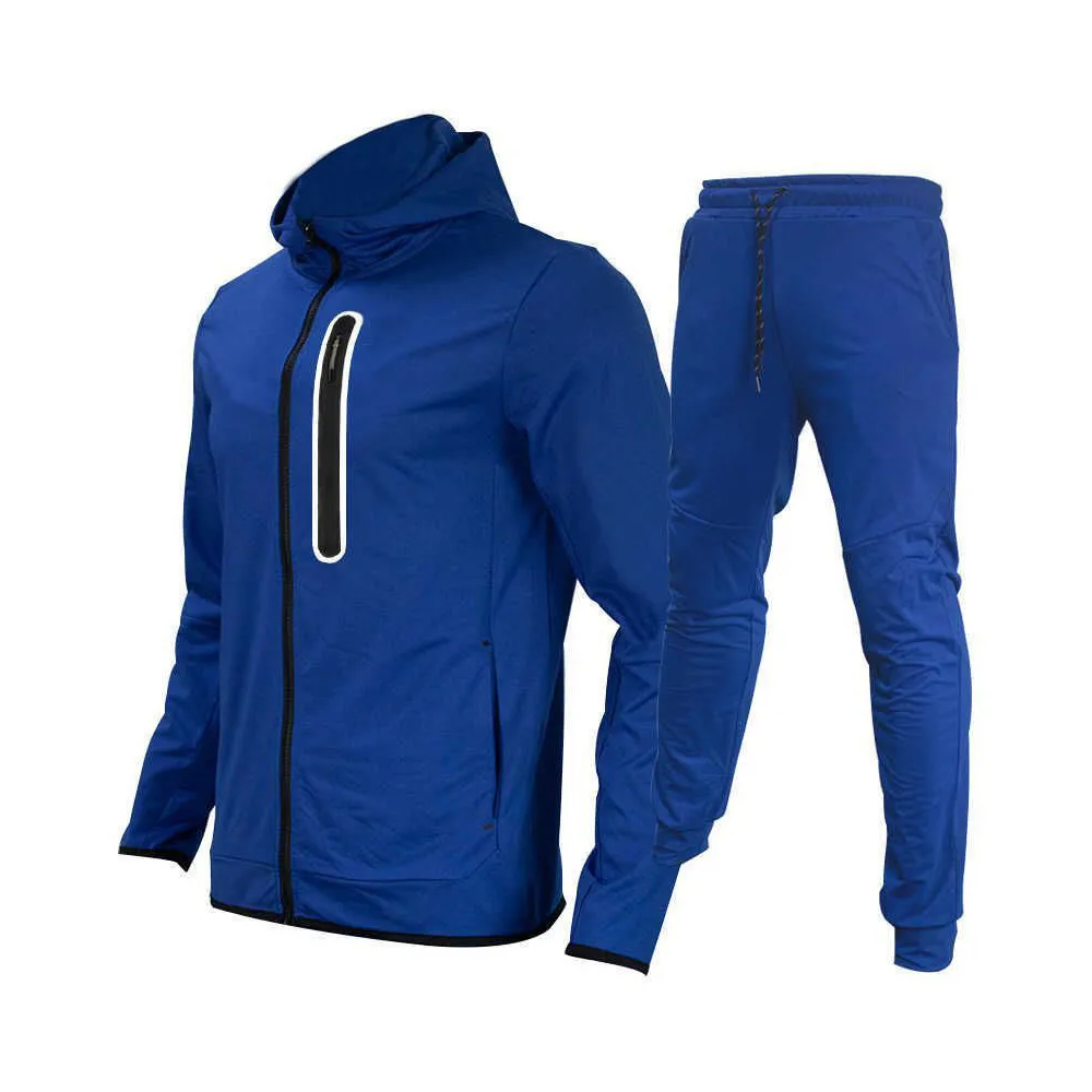 23 Agasalho de treino com zíper azul Masculino Agasalho de design feminino Moletom de manga comprida Moda Conjunto de lazer Conjunto de moletom com capuz Conjuntos esportivos