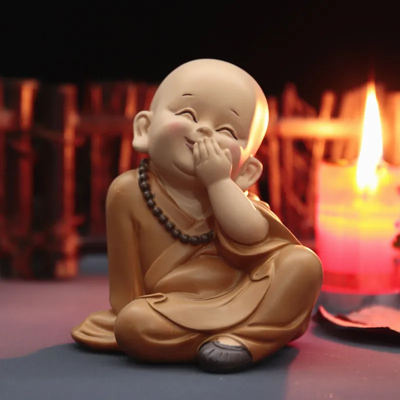 Decorative Objects Figurines Buddhist Small Monk Statues Figurine Sculpture Handmade Car Home Decorations Kids Adult Wedding Engagement Decoration 230714