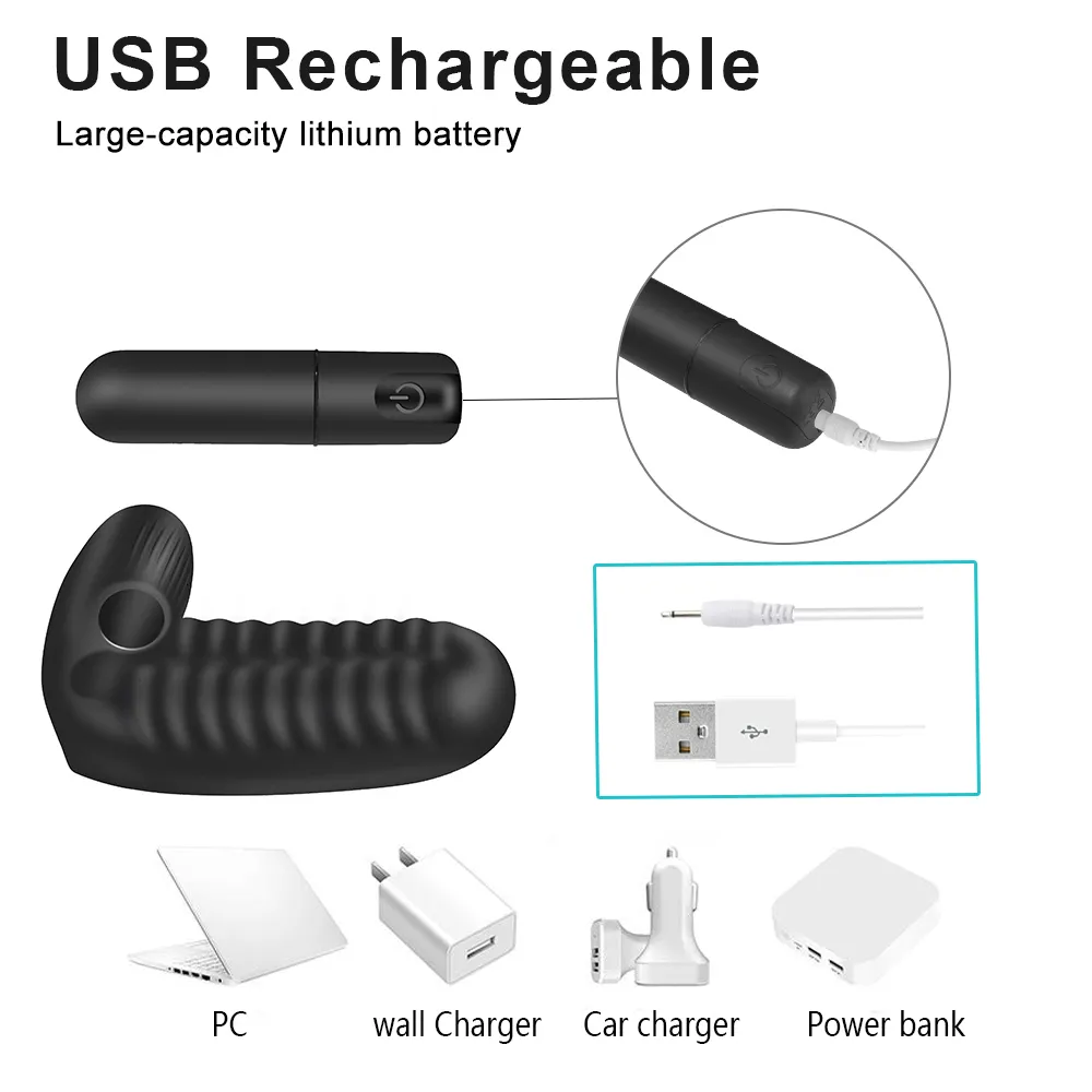 Vibratori Manica per dito Vibratore Punto G Orgasmo Massaggio Clitoride Stimolare Masturbatore femminile Giocattoli sessuali lesbici per_voghion.com