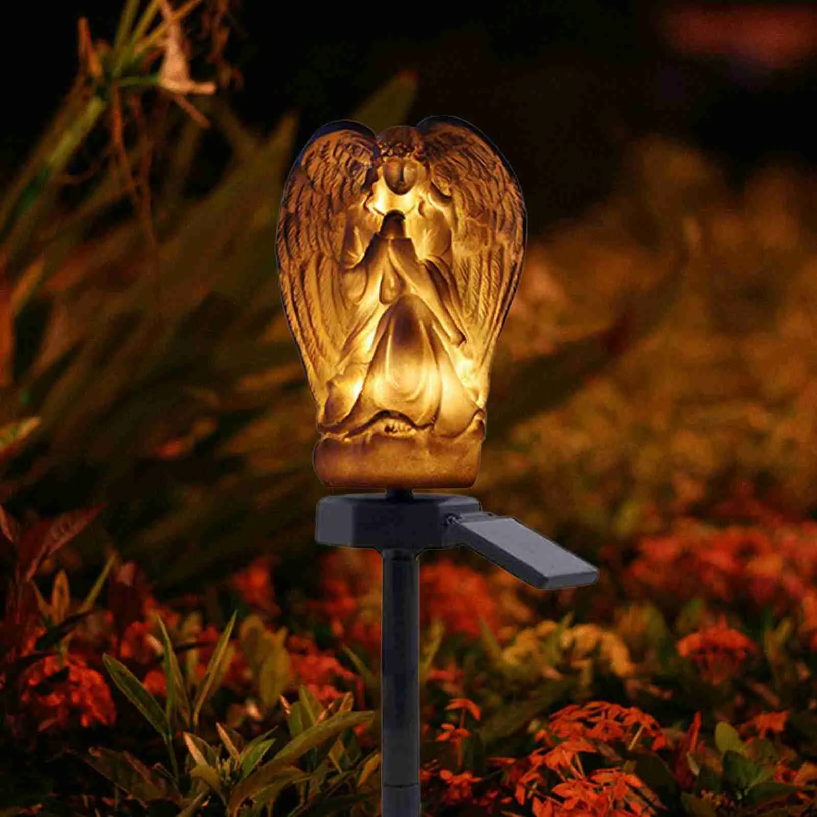 Tuindecoraties Buiten Zonne-hoek Begraafplaats Licht Tuin Zonne-verlichting Buiten Decoratieve Waterdichte LED Angel Lamp Solar Stake Light Waterpr L230714