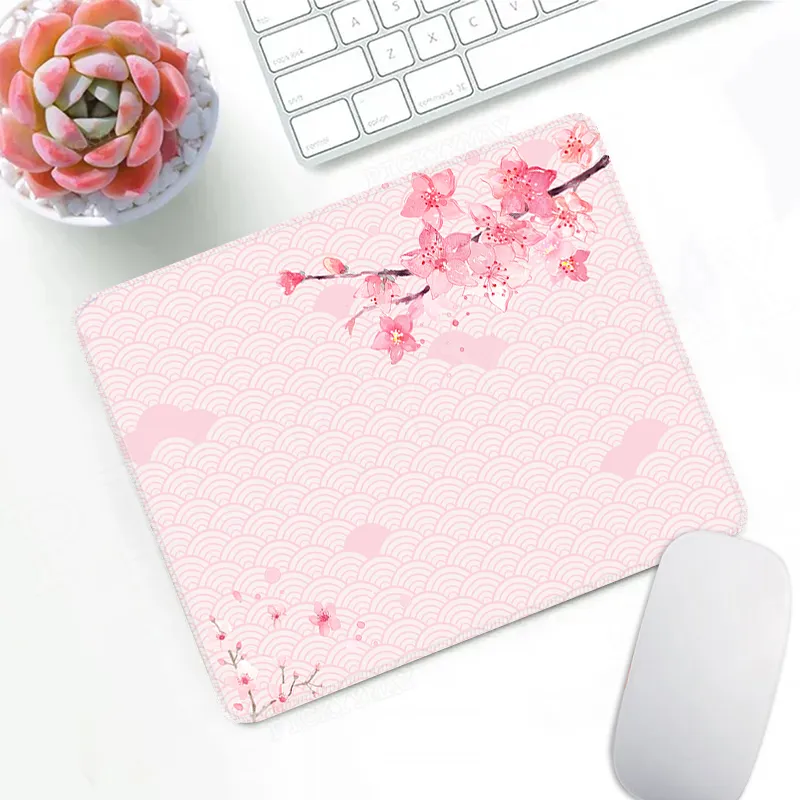 Pink Sakura Mouse Pad Cherry Blossom Mousepad Icke-halkgummi Desktop Rugs Laptop Desk Mat Mouse Mats 20x25cm Söta gåvor