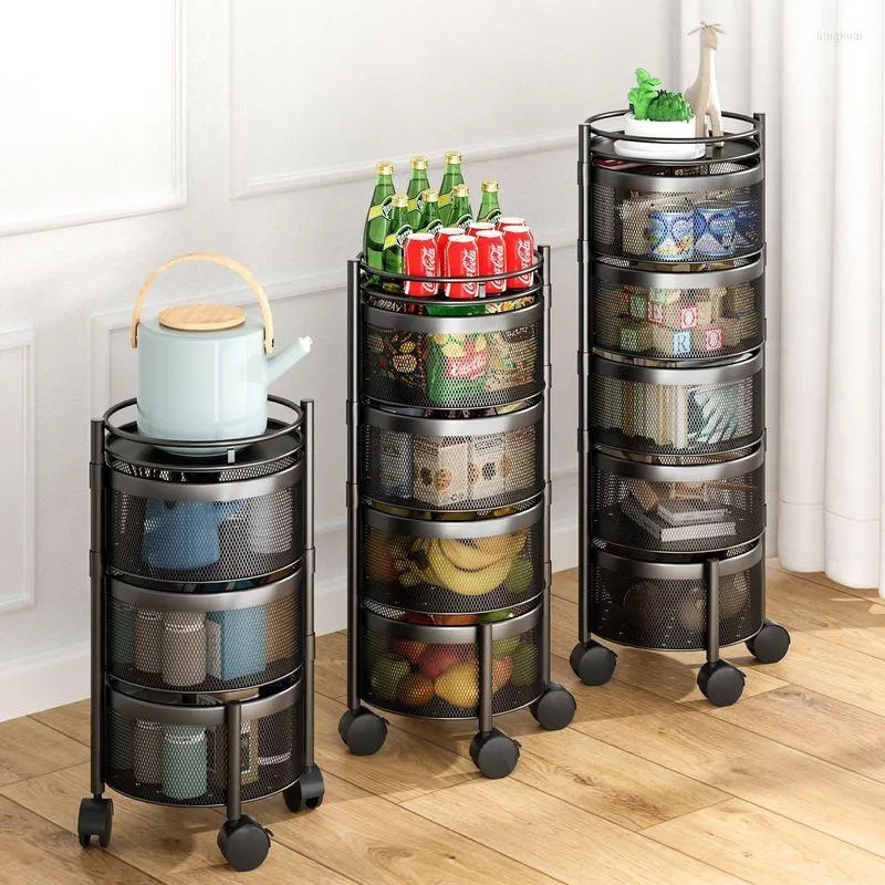 Küche Lagerung Multi-schicht Rack Rotierenden Korb Schublade Typ Organizer Warenkorb Boden Große Gemüse Obst Mit Rädern