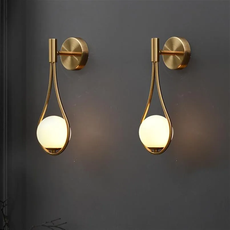 wall lamp led Gold Color white glass shade G9 bedroom Bedside Restaurant Aisle Wall Sconce modern bathroom indoor lighting fixture237M