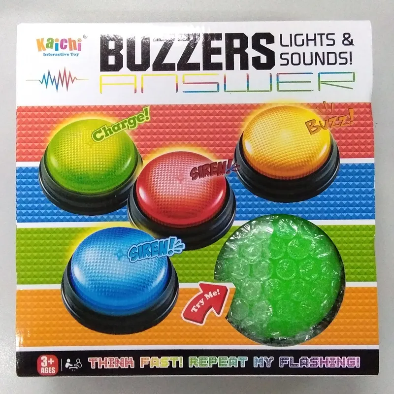 Intelligence toys plastic educational toy for family game competition quiz buzzers lights and sounds 4pcs button buzzer 230714