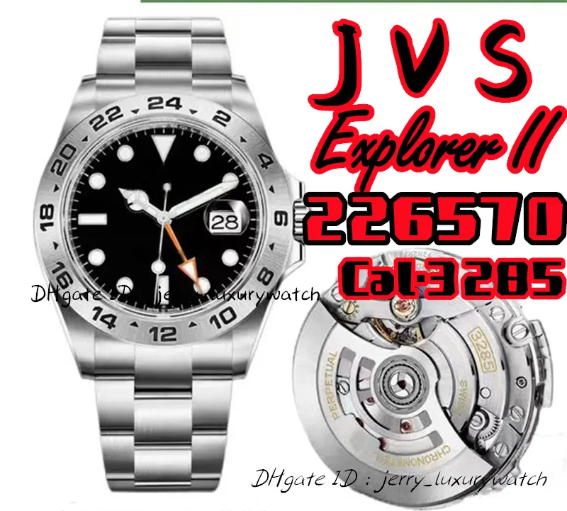 Orologio da uomo di lusso JVS 226570 GM Explorer II 3285 Movimento meccanico automatico Acciaio inossidabile 904L 42 mm super luminoso, specchio in vetro zaffiro con tasso di riparazione zero