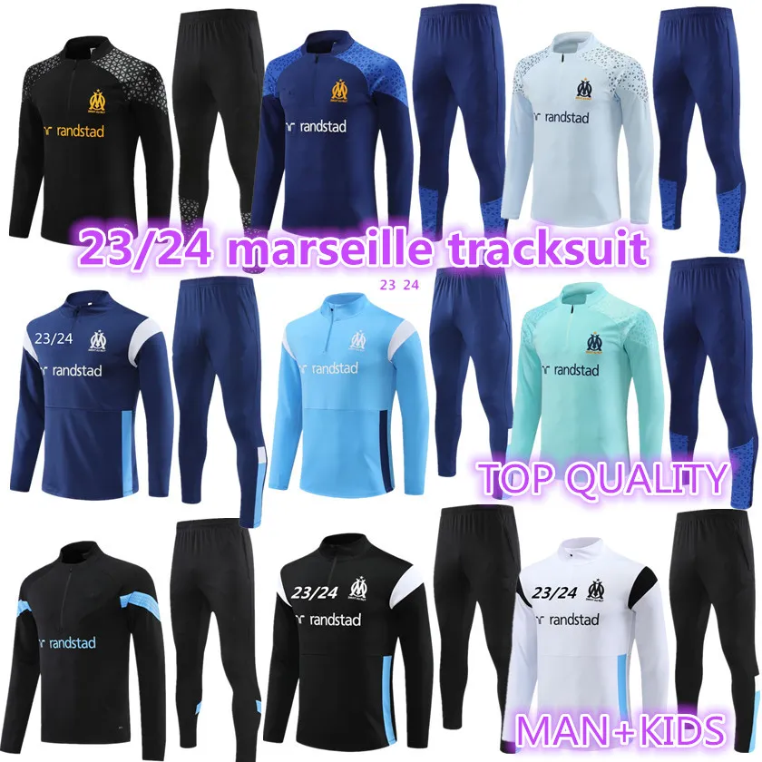 22 23 24 Kinderen en volwassen tracksuit Milik Payet Marseilles Survetement Training Suite Veste Maillot 2023 2024 Olympique OM Man Tracksuits voetbal Jogging Set Sports