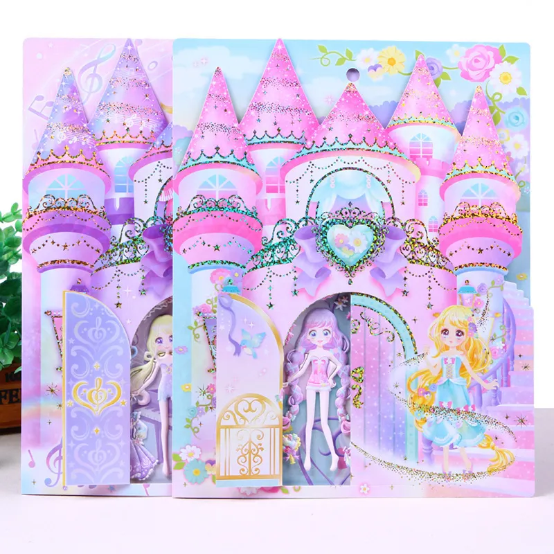 Barn leksaksklistermärken prinsessan klä upp flickor kawaii kostymark 3d tecknad klistermärke för scrapbooking book födelsedagspresent 230714