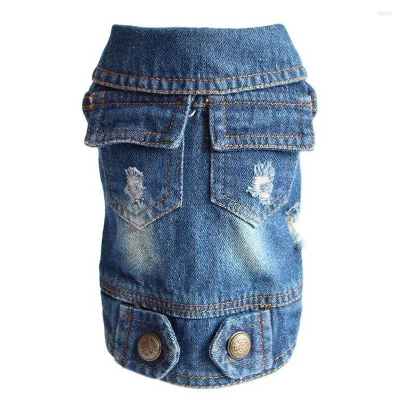 Hond Kleding Huisdier Kat Jeans Jas Zak Gat Blauw Denim Jas Vest Puppy Kleding 6 Maten Beschikbaar