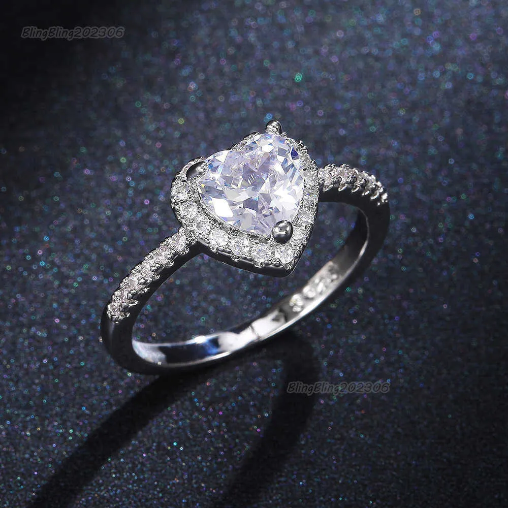 Bling Bling Vvs-Moissanit-Ring, 100 % 925er Sterling-Ring, Designer-Stil, Topas, CZ, Pfirsich-Herz-Ring, Damen-Diamant in Liebesform, Silberringe, Modeschmuck