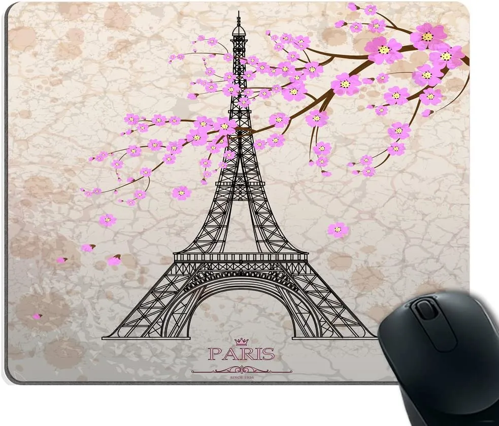 Mouse Pad Personalizado, Vintage Torre Eiffel com fundo Grunge Antiderrapante de Borracha Grossa Tapete Grande para Mousepad