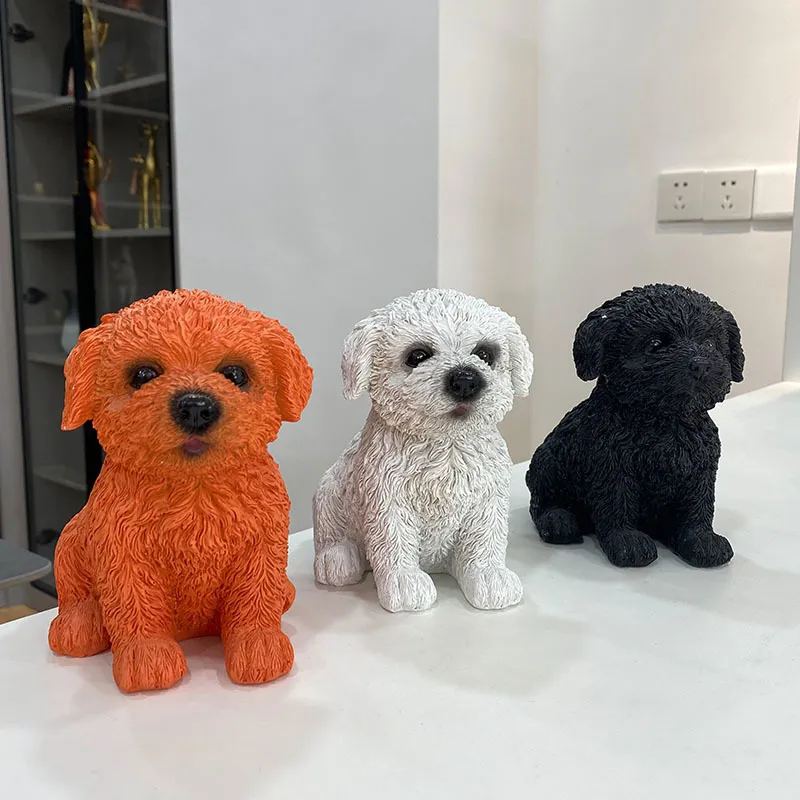 Decorative Objects Figurines NORTHEUINS Resin Tea Cup Dog Series Pattern Dog Celebration Creative Interior Decoration Items Children's Gift Project 230714