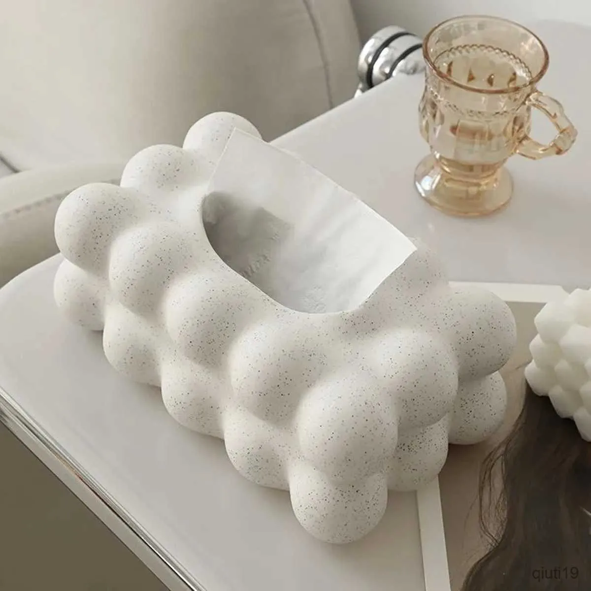 Caixas de lenços de papel guardanapos criativos suporte de caixa de lenços estilo nórdico coreano 5 bolas marshmallows caixas de lenços estojo para decoração de sala de estar decoração coreana r230714