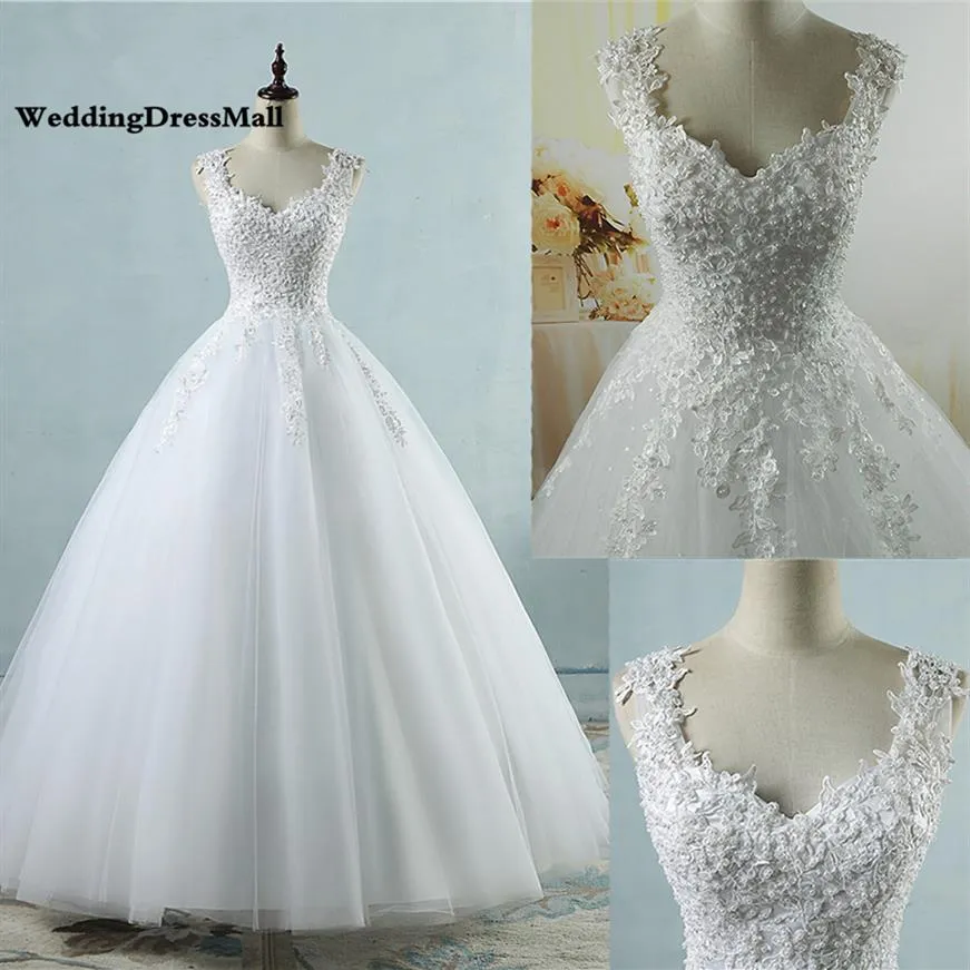 Ball Gowns Spaghetti Straps White Ivory Tulle Wedding Dresses 2023 with Pearls Bridal Dress Marriage Customer Made Size199k