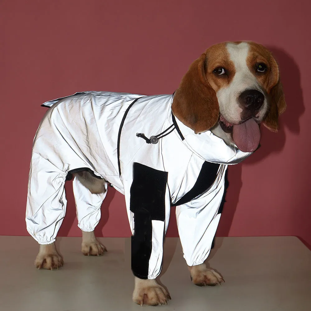 Hundkläder reflekterande regnrock vattentät jumpsuit solskyddsmedel för valp stora hundar utomhuskläder husdjurskattprodukter 230713