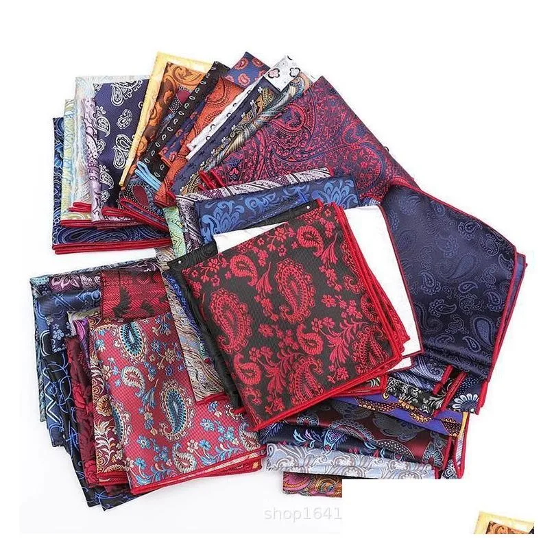 Handkerchief 10 Pieces /Lot Large 32 Cm Man Paisley Flower Dot Pocket Square Men Casual Hankies For Mens Suit Wedding 201009 Drop De Dh8Ch