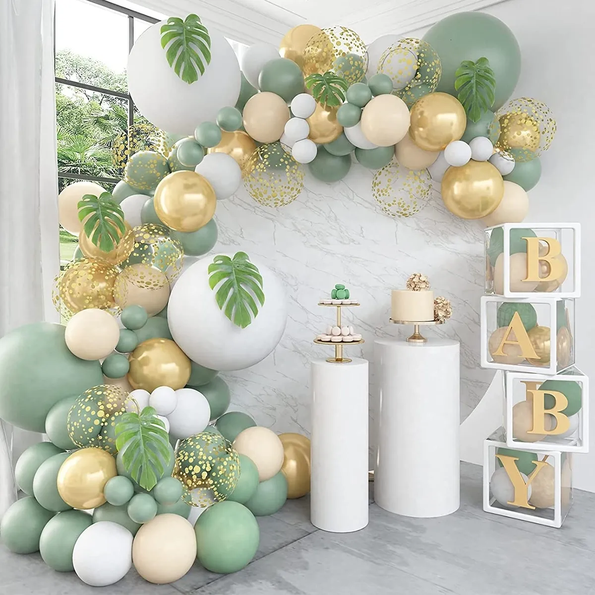 Altri articoli per feste per eventi Palloncino dorato verde Ghirlanda Kit arco Catena Matrimonio Compleanno Decor Bambini Latex Metal Ballon Baby Shower Boy Girl 230714