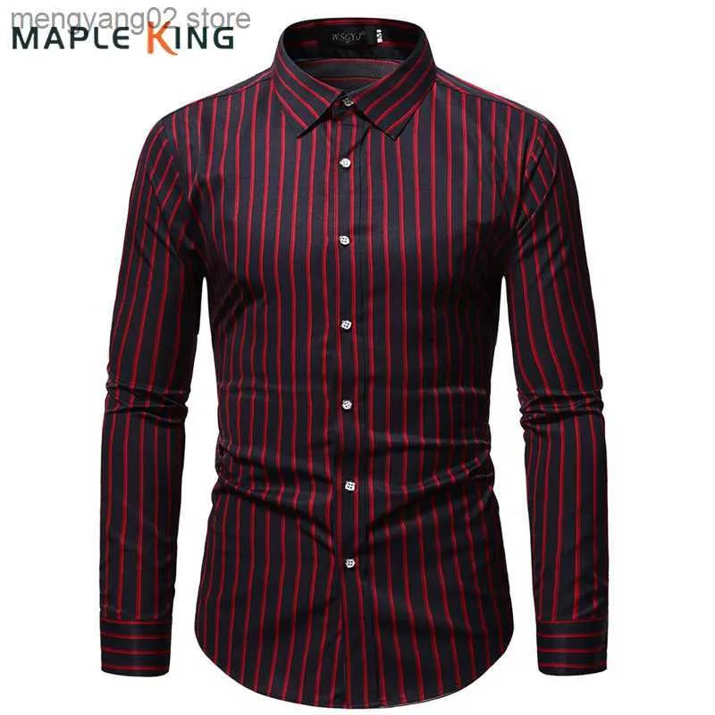 Camicie casual da uomo Marca Camicie a righe rosse da uomo Plus Size Luxury Business Manica lunga Camisa Masculina Moda All Match Camicette formali Uomo Top T230714