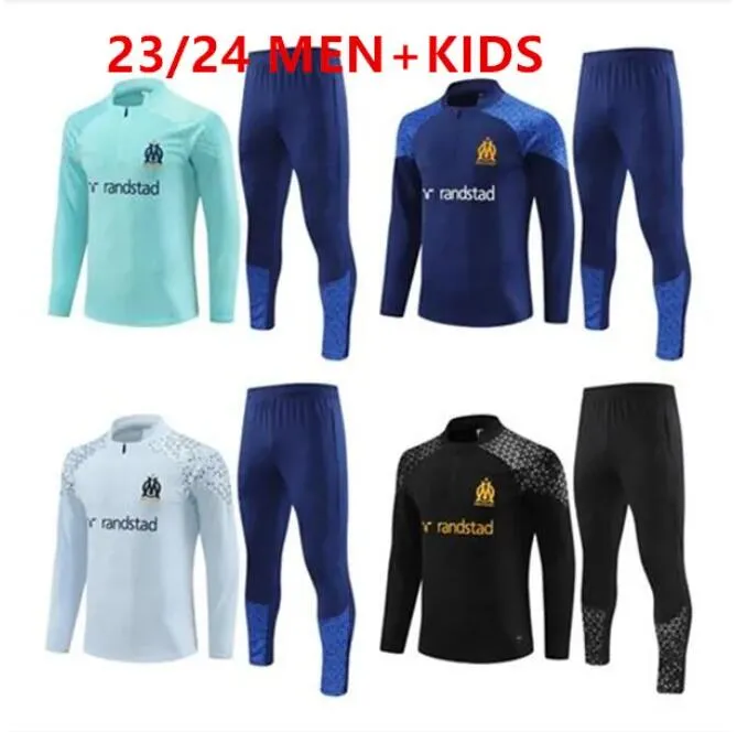 2023 2024 Marseilles Trascksuit Erkekler ve Çocuklar Futbol Jersey Veste Maillot Eğitim Takımı 23 24 OM Survetement Maillot Ayak Chandal Milen Milen Milen Pay Futbol Ceketleri