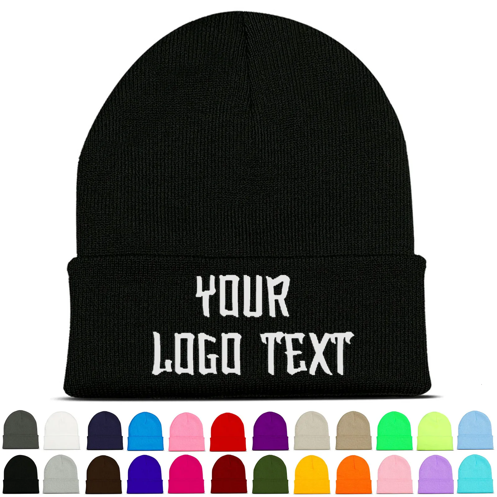 GorroSkull Caps Personalizado Nome Personalizado Texto Bordado Gorro de Inverno Chapéu Masculino Feminino Knitter Boné Atacado Drop 230713