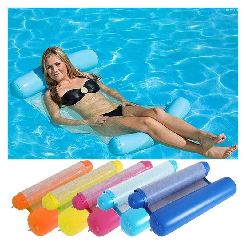 Móveis de acampamento PVC verão inflável dobrável linha flutuante piscina água rede colchões de ar cama praia esportes espreguiçadeira cadeira