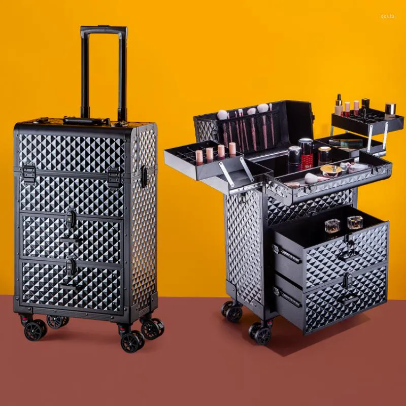 Suitcases Makeup Trolley Cosmetics Suitcase Multilayer Beauty Nail Tattoo Manicure Box Large Capacity Travel Rolling Luggage Bags