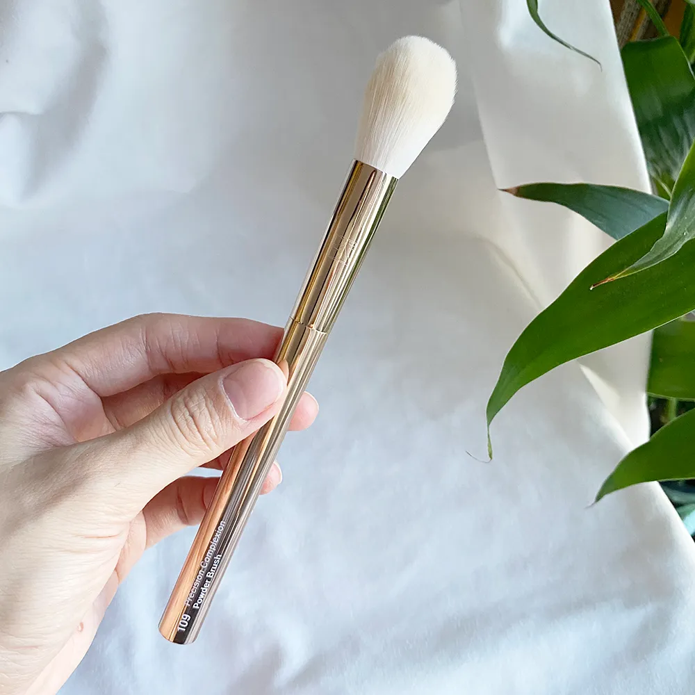 Precision Makeup Brush Set - Gold Handle Complexion Brush, Powder