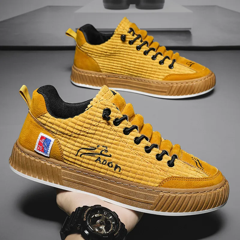 Zapatos de vestir Hombres de moda Zapatos de skate Amarillo Streetwear Diseñador Zapatos de skate Hombres Pisos Zapatillas Cómodas Suela gruesa Zapatillas deportivas Hombre 230714