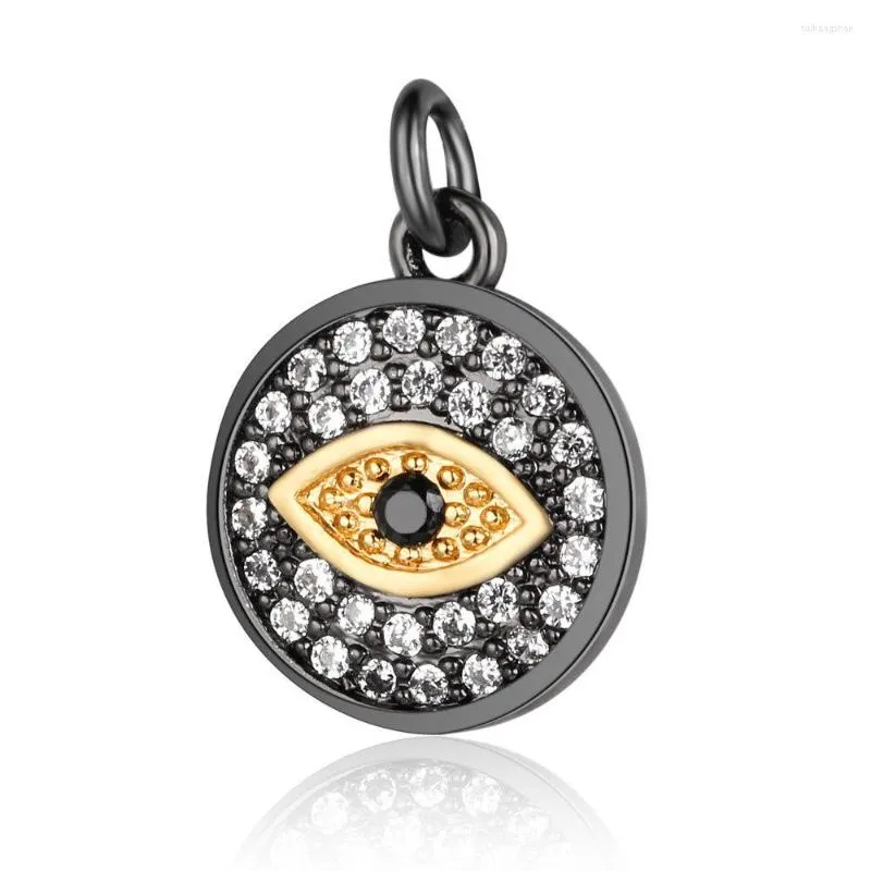 Pendentif Colliers Cuivre Micro Incrusté Zircon Rond Oeil Du Diable Bracelet Collier Clavicule Chaîne BRICOLAGE À La Main Fabrication De Bijoux Accessoires