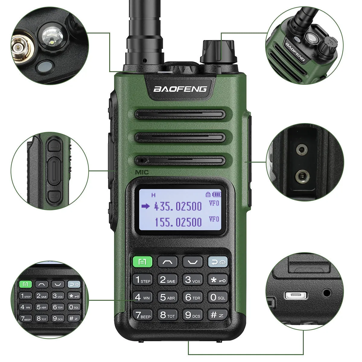 Baofeng UV-10 Walkie Talkies Two Way Radio Dual Band Ham VHF UHF Type-C  Charging