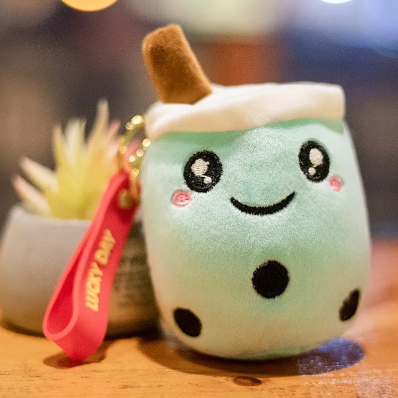 Cute Bubble Tea Keychain Soft Plush Toy Pendant Stuffed Boba Doll Kawaii Backpack Bag Decor Birthday Gifts for Girls Kids 10cm