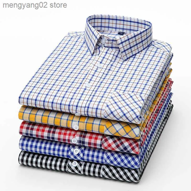 Men's Casual Shirts 2023 100 % Pure Cotton 8XL Oversized Men's Shirts Tops New Design Super High Quality Oxford Men's Long Sleeve Shirt Casual Plaid T230714