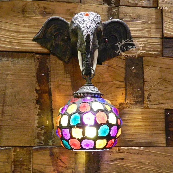 Luminária de parede decorativa tailandesa com elefante banho para os pés salão de beleza café bar romântico