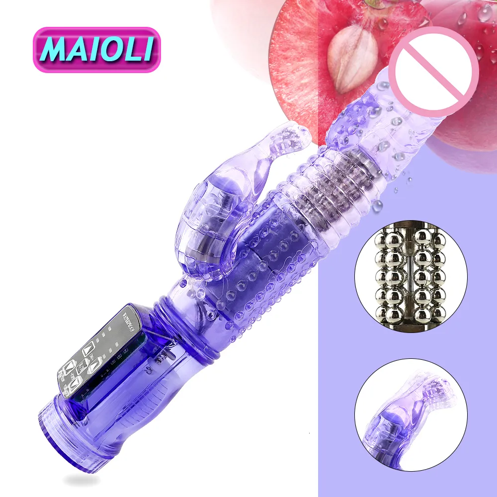 Vibromasseurs MAIOLI Dual Motor Dildo Rabbit Vibromasseur 12 Vitesses Vibration Rotation Sex Toy pour Femmes G Spot Masseur Clitoris Stimulateur Sexo 230714