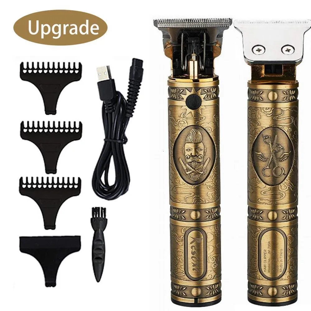 Hårtrimmer Resuxi 700A USB trådlöst rostfritt stål T-blad hårtrimmer mäns rakkniv laddningsbar skallig hårtrimmer 230715